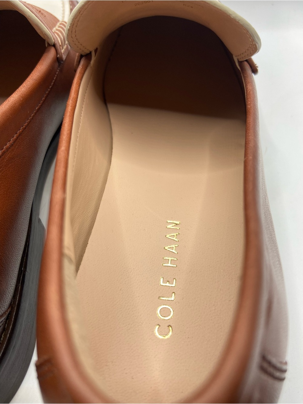 Cole Haan White and Brown Leather Penny Loafers - Picture 9 of 9